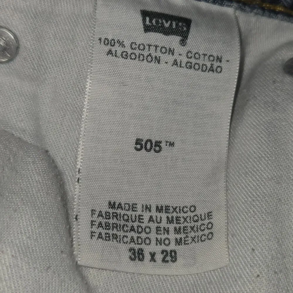 Levi's‎ 505 Men's W36 L29 Regular Fit Straight Leg Light Wash Blue Jeans Outdoor